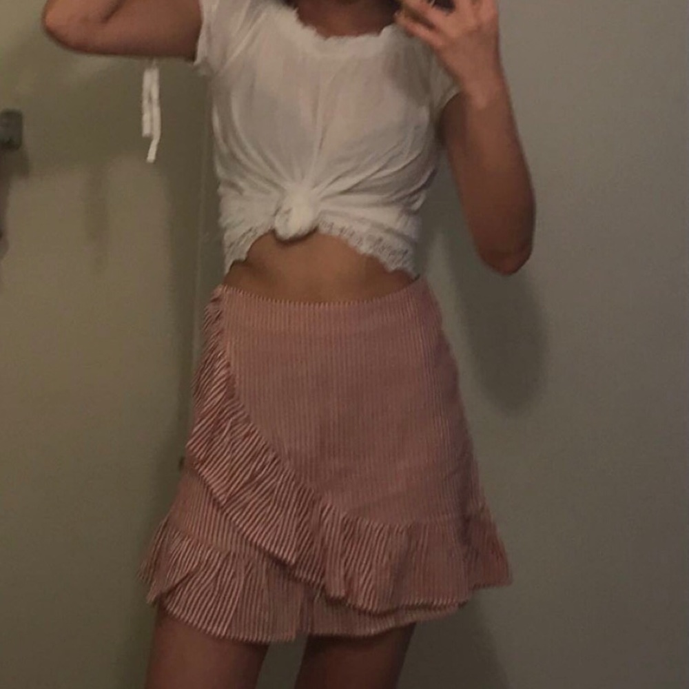 Red and white striped skirt